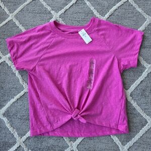 GAP Girls Bright Pink Knot-Front Short Sleeve Tee